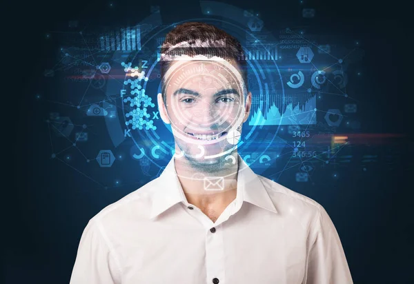 Biometrikus azonosítás és arc-felismerés — Stock Fotó