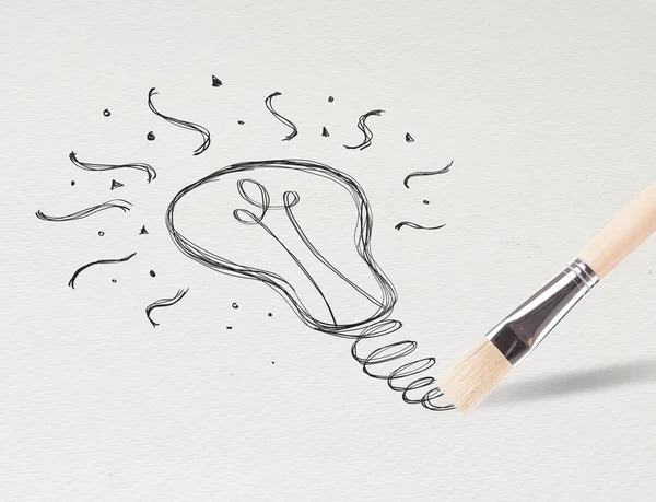 Blyerts teckning glödlampa på papper — Stockfoto