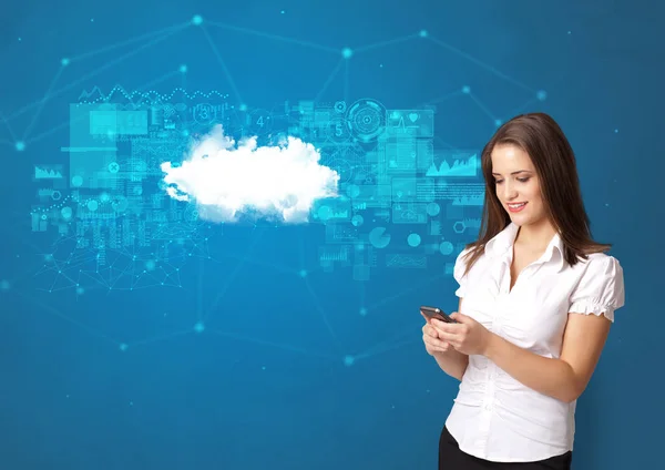 Person präsentiert Cloud-Technologie-Konzept — Stockfoto