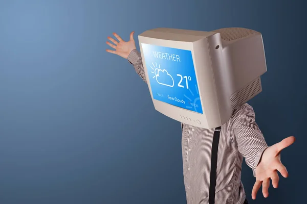 Young person with monitor  on  head — Stock Photo, Image