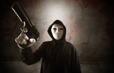 Bir boş kanlı Oda kavramı silahlı katil