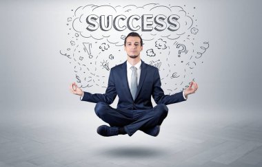 İşadamı doodle kavramı ile meditasyon