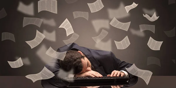 Businessman fell asleep at the office with paperwork concept — Stock Photo, Image