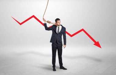 Kaybı kavramı azalan ile umutsuz iş adamı