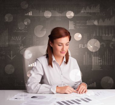 Müdür vasıl belgili tanımlık yazıhane rapor ve istatistikler tahta arka plan ile yapma