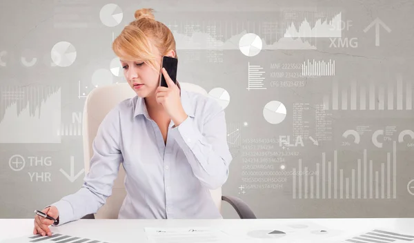 Business person sitting at desk with report analyze concept — Stock Photo, Image