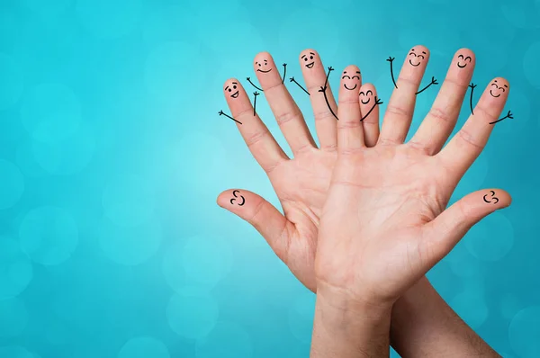 Happy little fingers smiling and hanging together — Stock Photo, Image