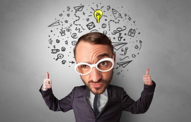 Yönetim konsepti ile küçük vücut üzerinde büyük kafa