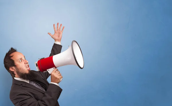 Person holding megaphone