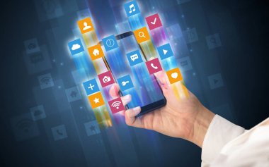 Smartphone ile açısal app simgeleri kullanarak ele