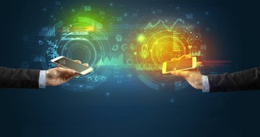 iki akıllı, iş ve iletişim konsepti