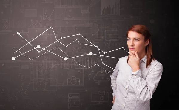 Person standing with increasing graph concept — Stock Photo, Image