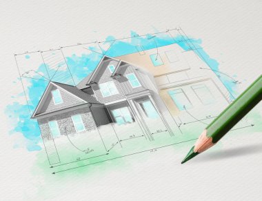 Kalem çizim ev planı kavramı