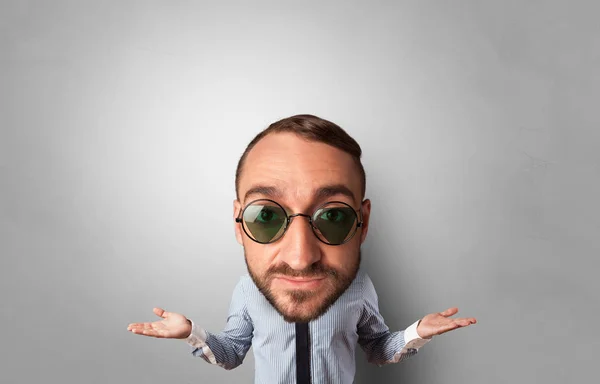 Funny person with big head — Stock Photo, Image
