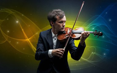 Renkli efsanevi konsepti ile kemancı