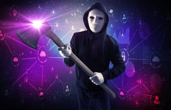 Burglar in secured database and network concept — Stock Photo, Image