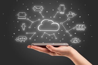 El telefon bulut teknoloji sistem konsepti ile çalışma