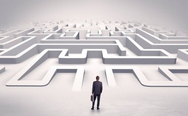 Bir düz 3d labirent başlayan işadamı