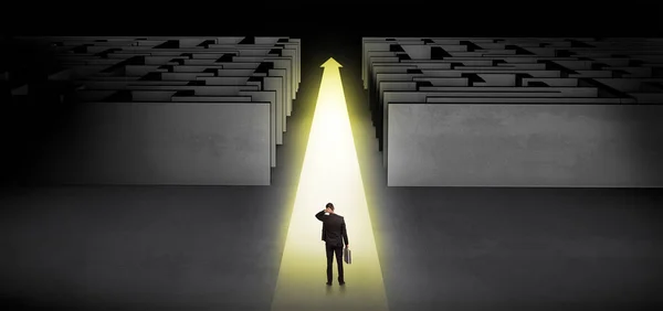 Empresário indo em frente entre dois labirintos — Fotografia de Stock