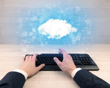 Zarif işadamı el ile bağlı yazarak kavramı postaları 