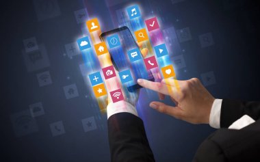 Smartphone ile açısal app simgeleri kullanarak ele