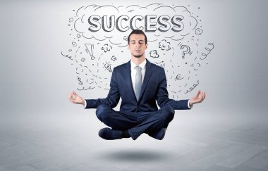 İşadamı doodle kavramı ile meditasyon