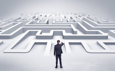 Bir düz 3d labirent başlayan işadamı
