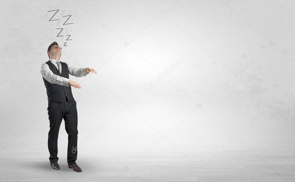 Businessman with sleeping sickness going somewhere