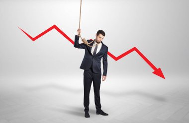 Kaybı kavramı azalan ile umutsuz iş adamı