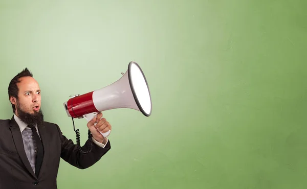 Person holding megaphone — Stock Photo, Image