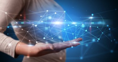 Web hologramın tutan kişi