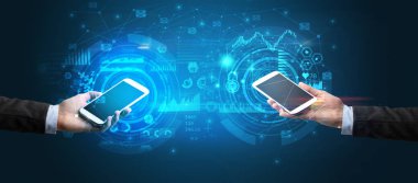 iki akıllı, iş ve iletişim konsepti