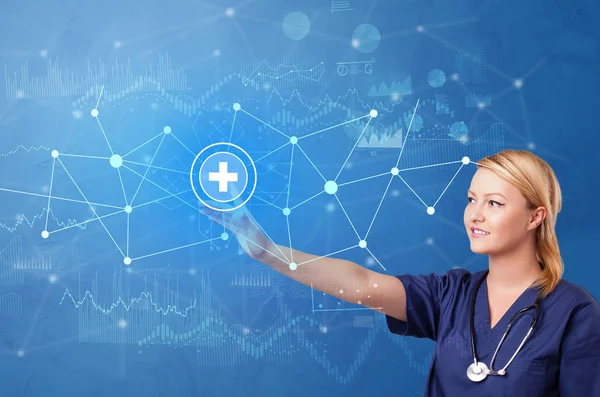 Person touching virtual hospital concept — Stock Photo, Image