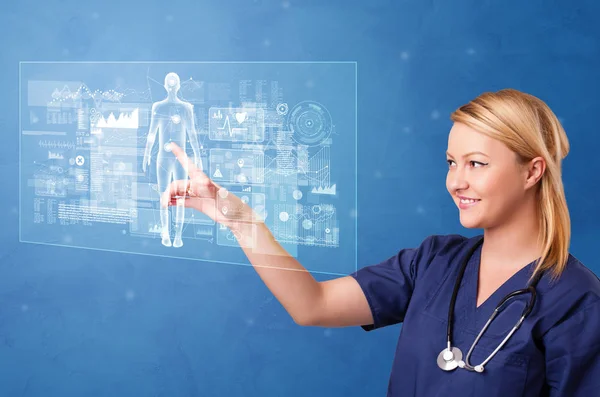 Person touching full body analyze concept — Stock Photo, Image