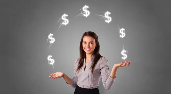 Person juggle with dollar symbol — Stock Photo, Image