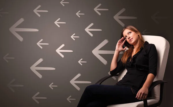 Person thinking with direction concept background — Stock Photo, Image