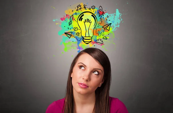 Girl with design thinking concept — Stock Photo, Image