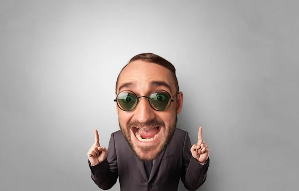 Funny person with big head — Stock Photo, Image