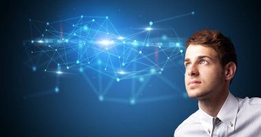 Web hologramın dokunmadan adam