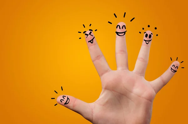 Des doigts heureux avec un concept de remue-méninges — Photo