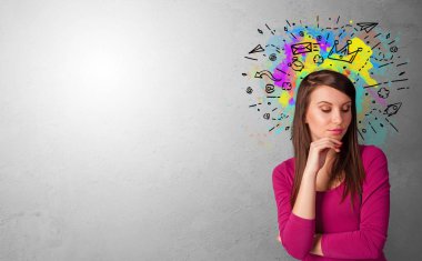 Çizilmiş simgeleri olan iş adamı