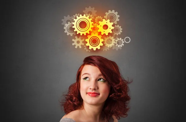 Ragazza con concetto di brainstorming — Foto Stock