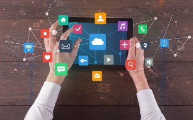 El kullanarak çok sayı tablet uygulama simgeler ve simgeler kavramı ile