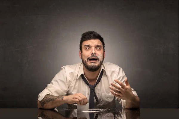 Drunk man at his office with copy space — Stock Photo, Image