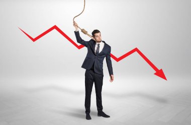 Kaybı kavramı azalan ile umutsuz iş adamı