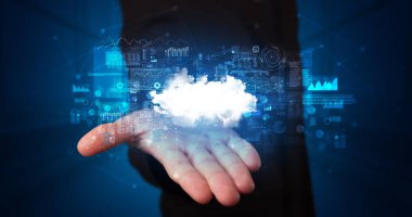 Bulut sistem hologram ekranı tutan