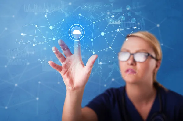 Person touching virtual hospital concept — Stock Photo, Image