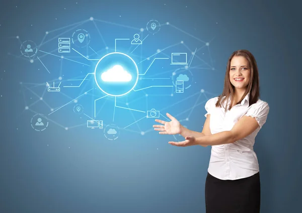 Person presenting office cloud technology concept — Stock Photo, Image