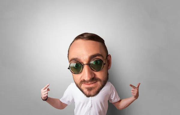 Funny person with big head — Stock Photo, Image