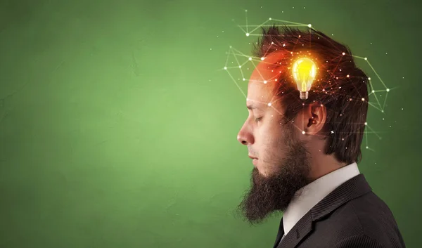 Head with new idea and network concept — Stock Photo, Image